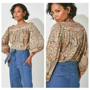 CLEOBELLA Teagan Kaleidoscope Blouse top Size S boho paisley floral